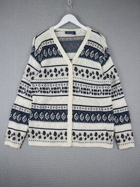 Peek Vintage Knit Cardigan Button Down Made in Canada 1990s Womens Large